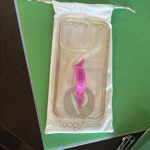 Loopy Case Silver and Pink Protective Phone Case for iPhone 14 Pro